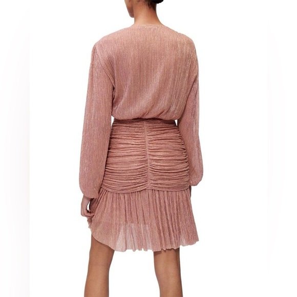 Maje Rosina Lamé Ruched Dress Barbie Wedding Events Size 34 NWT - Picture 10 of 15